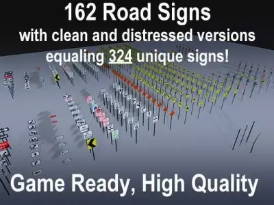 162 Game Ready Signs 3D model
