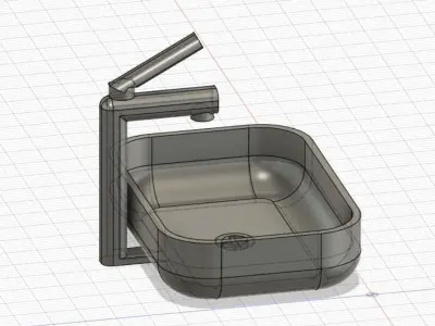Sink Washbasin for Doll House and Barbie House 3D Print Model 3D print model
