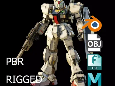 GUNDAM MK-II 3D  Realistic Texture Rigged MAYA 3DS MAX Blender 3D model