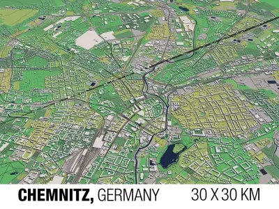 Chemnitz Germany 30x30km 3D City Map 3D model