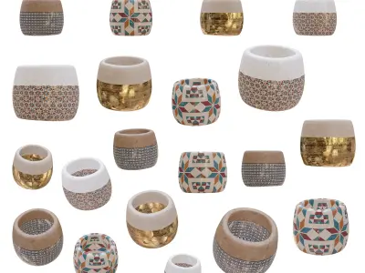 BUNDLE Resin Wood Table Panel modern style 3D Model Pack