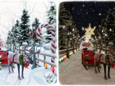 Christmas Forest Set Blender Scenes 3D model