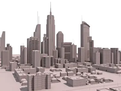 City Model with tall buildings 3D model