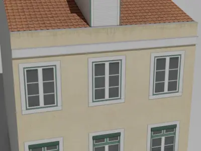 Portugal style shop and barber Low-poly 3D model