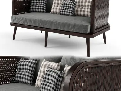 Wooden Rattan Furniture Collection modul3 3D Model Pack