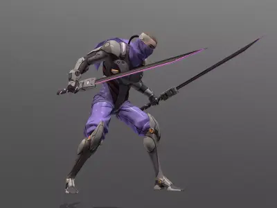 Cyborg Scifi Ninja Anticipated Slash FBX PNG 3D model