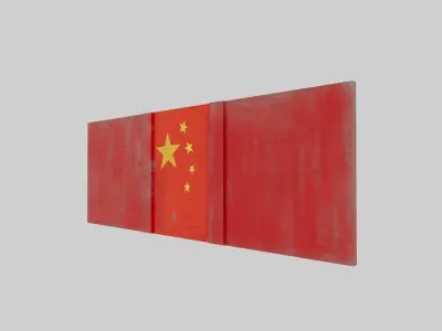 Chinese grafitti wall Low-poly 3D model