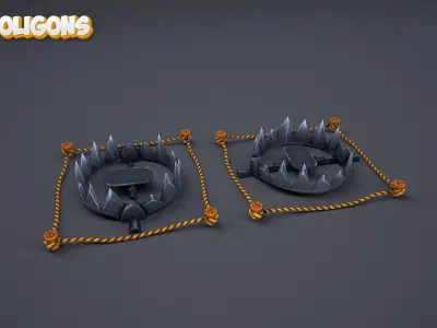 Stylized traps pack Low-poly 3D model