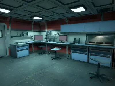 Modern Sci-Fi Modular Laboratory Low-poly 3D model