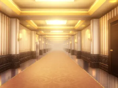 Anime Style Corridor Low-poly 3D model