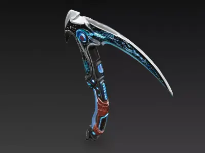 Cartoon Cyber Scythe PBR 3D Model Low-poly 3D model