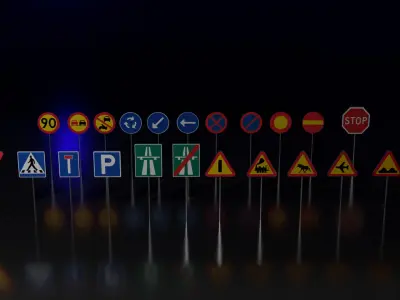 Swedish Road Signs Low-poly 3D model