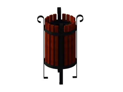 Outdoor wooden wrought iron trash bin 3D model