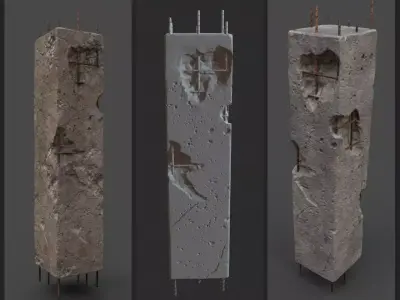 OLD DAMAGED PILLAR Low-poly 3D model