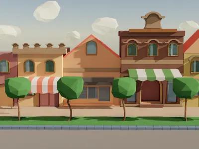 Lowpoly town Free 3D model