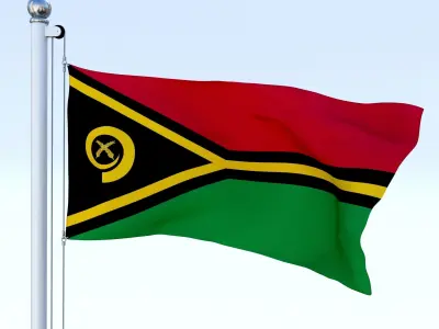 Animated Vanuatu Flag Low-poly 3D model