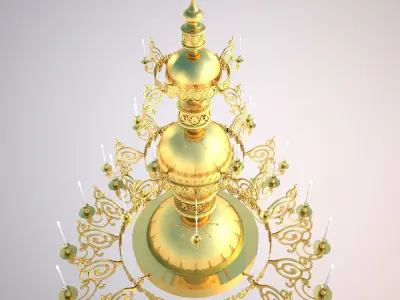 gold chandelier 3D model 2