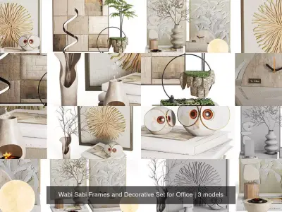Wabi Sabi Frames and Decorative Set for Office 3D Model Pack