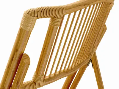 Rattan bamboo chair folding 3D model