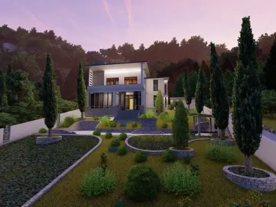 Casa Scene-villa-modern house 3D model 80