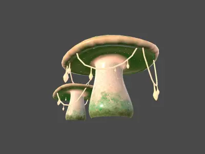 Fantasy Mushroom C09 Green Orange - Scene Backdrop Design Low-poly 3D model