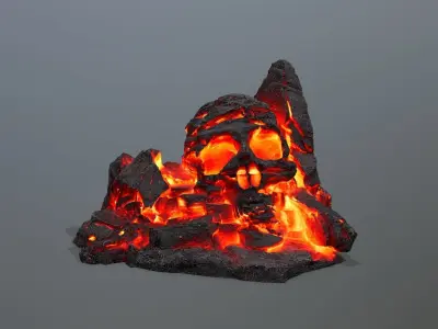 Skull Rock Low-poly 3D model 8