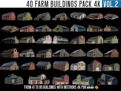 41-80 FARM BUILDINGS PACK 4K PBR Textures GameReady