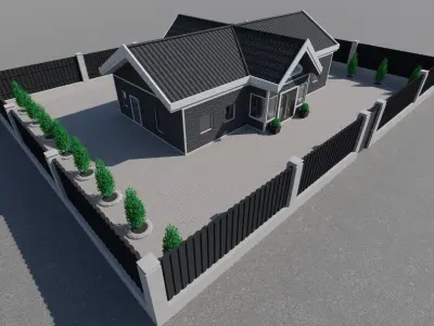 Modern Brick house PBR High-poly 3D model 3D model