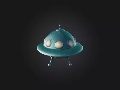 Cartoon Flying Saucer Low-poly 3D model