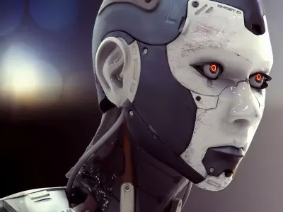 High Poly Female Cyborg Head 3D model