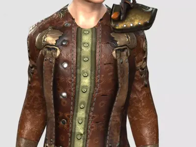 Steampunk rigged character woman Low-poly 3D model