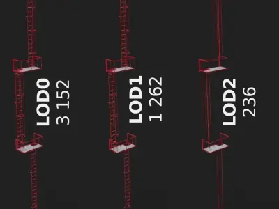 Modern factory ladder Low-poly 3D model