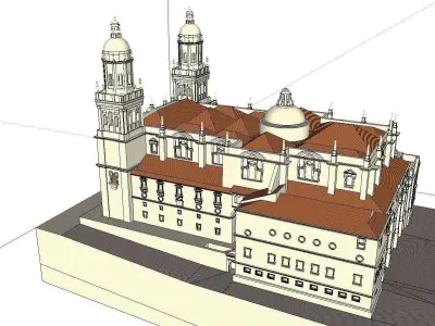 Architecture-Religion-God-Culture-Temple-0115 church with two... 3D model