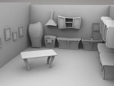 cartoon  room  3D model