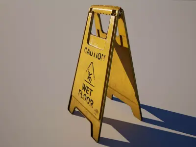  Wet Floor Sign Low-poly 3D model