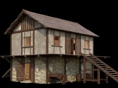 Medieval House 05 - 4K Textures Game Ready Low-poly 3D model
