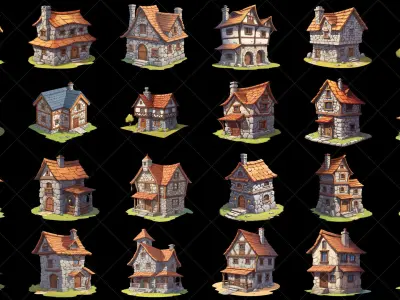 108 Transparent Stone House Home Hut Game Asset Texture