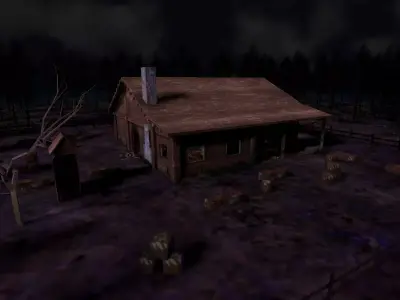 Cabin survivor - Unity 3d game ready Package - lights baked Low-poly 3D model