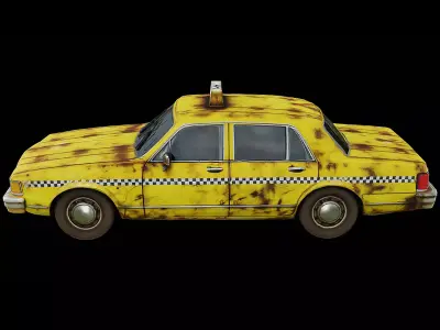 Rusted Vintage Taxi Weathered Classic Cab Game Ready PBR Low-poly 3D model