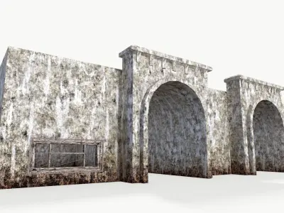 Tunnel stone building Low-poly 3D model