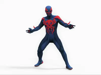 Spiderman 2099 Rigged Animated Low-poly 3D model