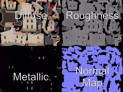 Fantasy Castle Towers model pack Low-poly 3D model