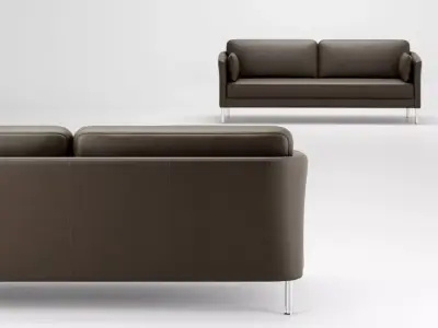 2470 N leather sofa with chrome legs 3D model