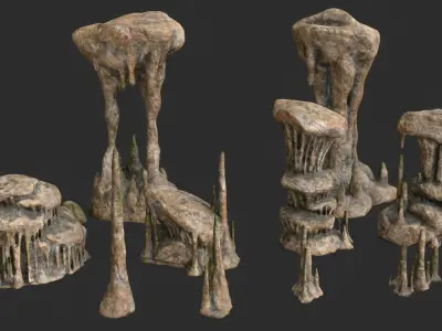 Cave Rock Set 02 Low-poly 3D model