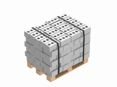 Bricks On Wooden Pallet 3D model