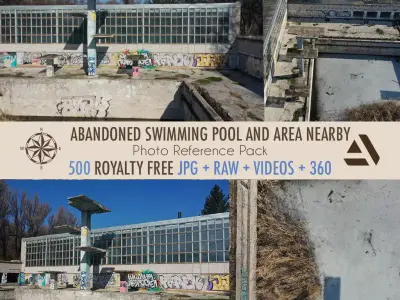 ABANDONED SWIMMING POOL AND AREA NEARBY and graffiti  Texture
