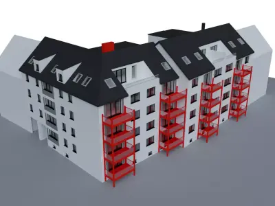 Apartment multi-story Building Low-poly  3D model