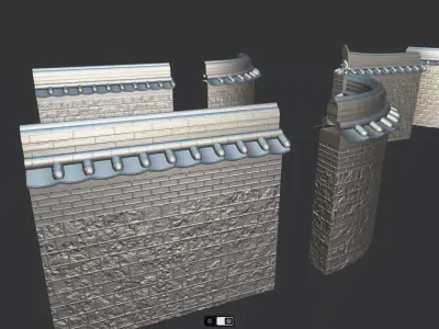 Korean Traditional Hanok Wall 02 - 2 more Texture sets Low-poly 3D model