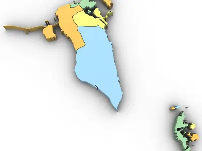 3d Political Map of Bahrain 3D model