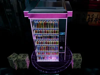Cyberpunk Neon-Lit Sci-Fi Futuristic Vending Machine 3D model